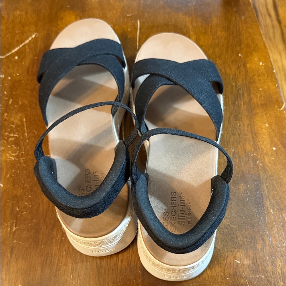 Skechers Black Comfy Sandal Wedges